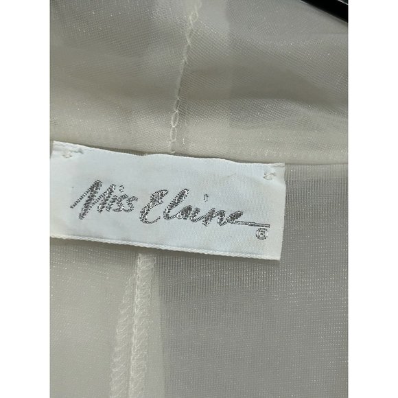 Vintage Miss Elaine Sheer Nylon Robe With Satin Trim Sheer Puff Sleeves - Picture 5 of 10